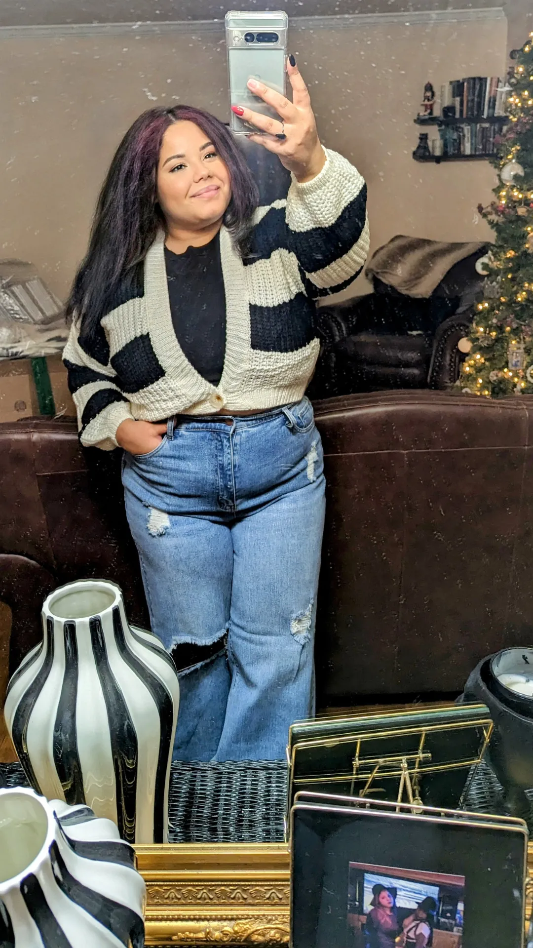 Wednesday Cropped Cardigan Striped