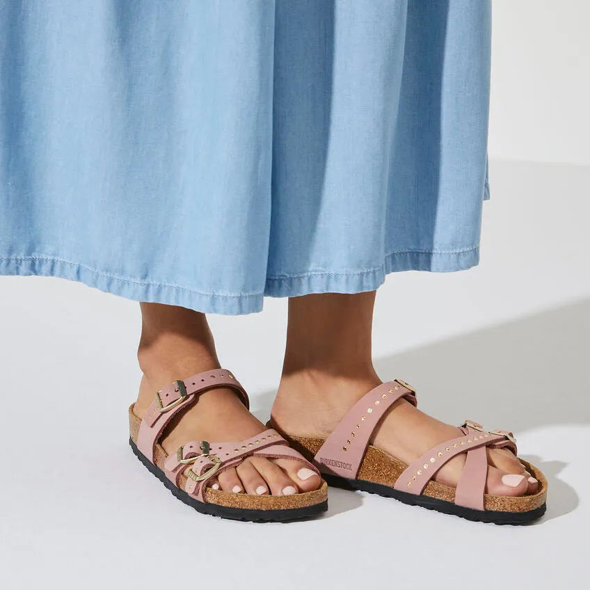 WOMEN'S BIRKENSTOCK FRANCA RIVETS SOFT FOOTBED SANDAL | OLD ROSE