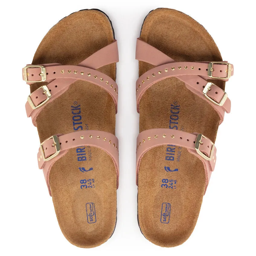 WOMEN'S BIRKENSTOCK FRANCA RIVETS SOFT FOOTBED SANDAL | OLD ROSE