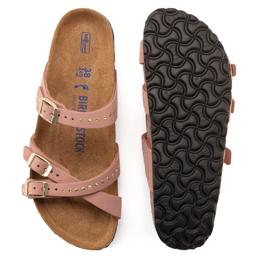 WOMEN'S BIRKENSTOCK FRANCA RIVETS SOFT FOOTBED SANDAL | OLD ROSE