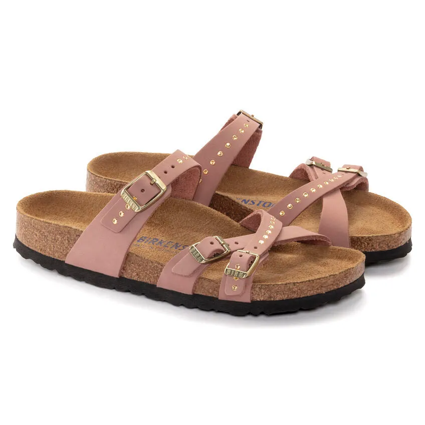 WOMEN'S BIRKENSTOCK FRANCA RIVETS SOFT FOOTBED SANDAL | OLD ROSE