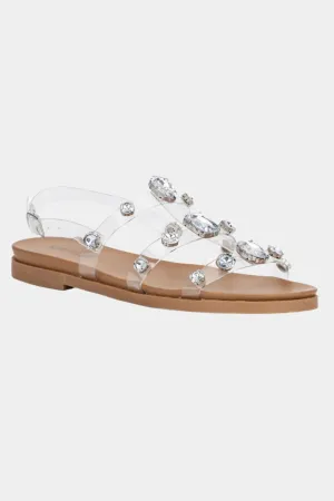 Women's Crystal Clear Flat Sandals