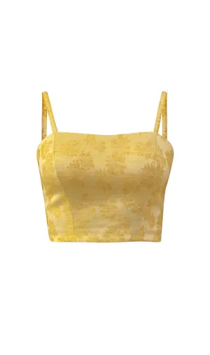 Yellow Floral Print Crop Top
