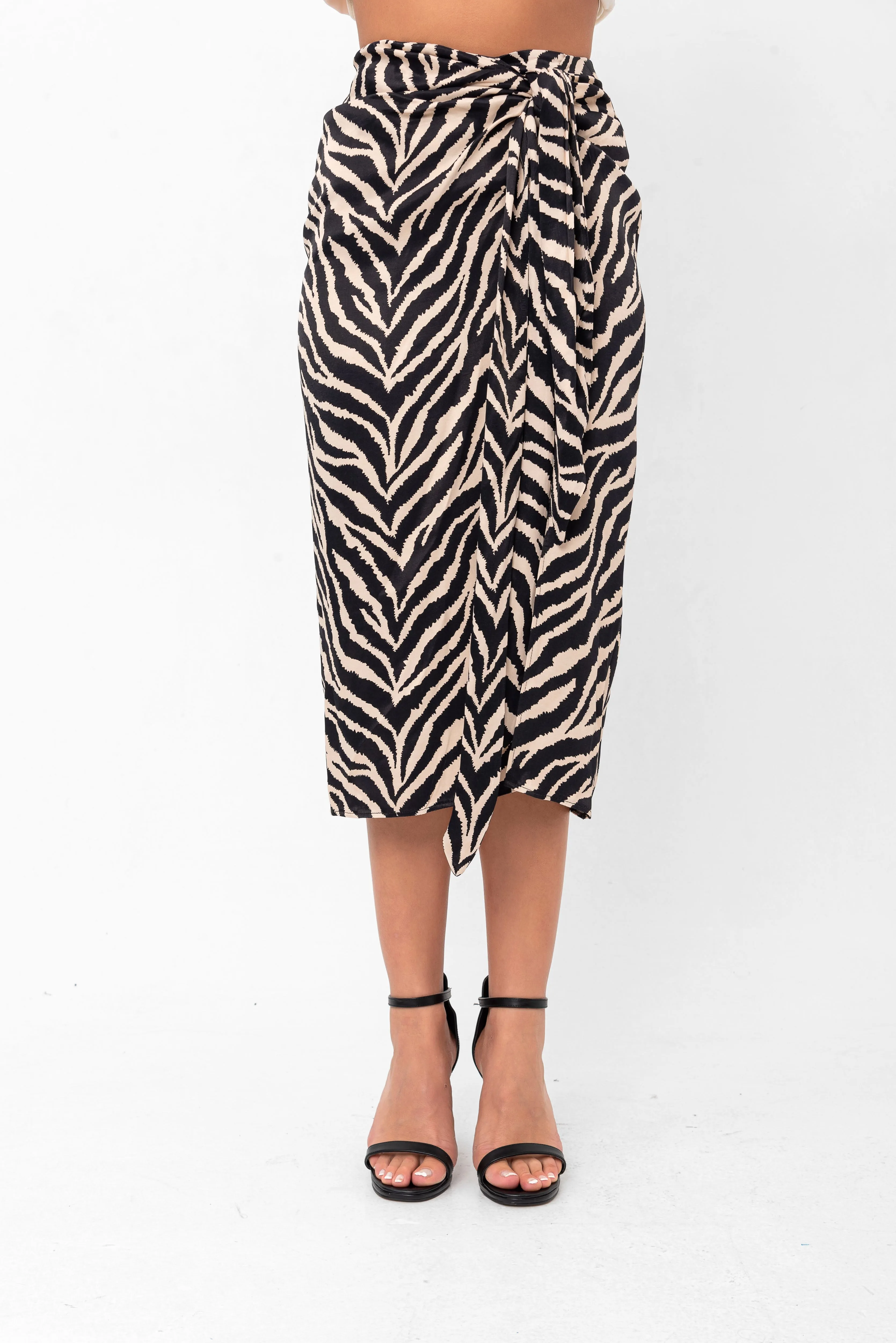 Zoe Zebra Print Midi Skirt
