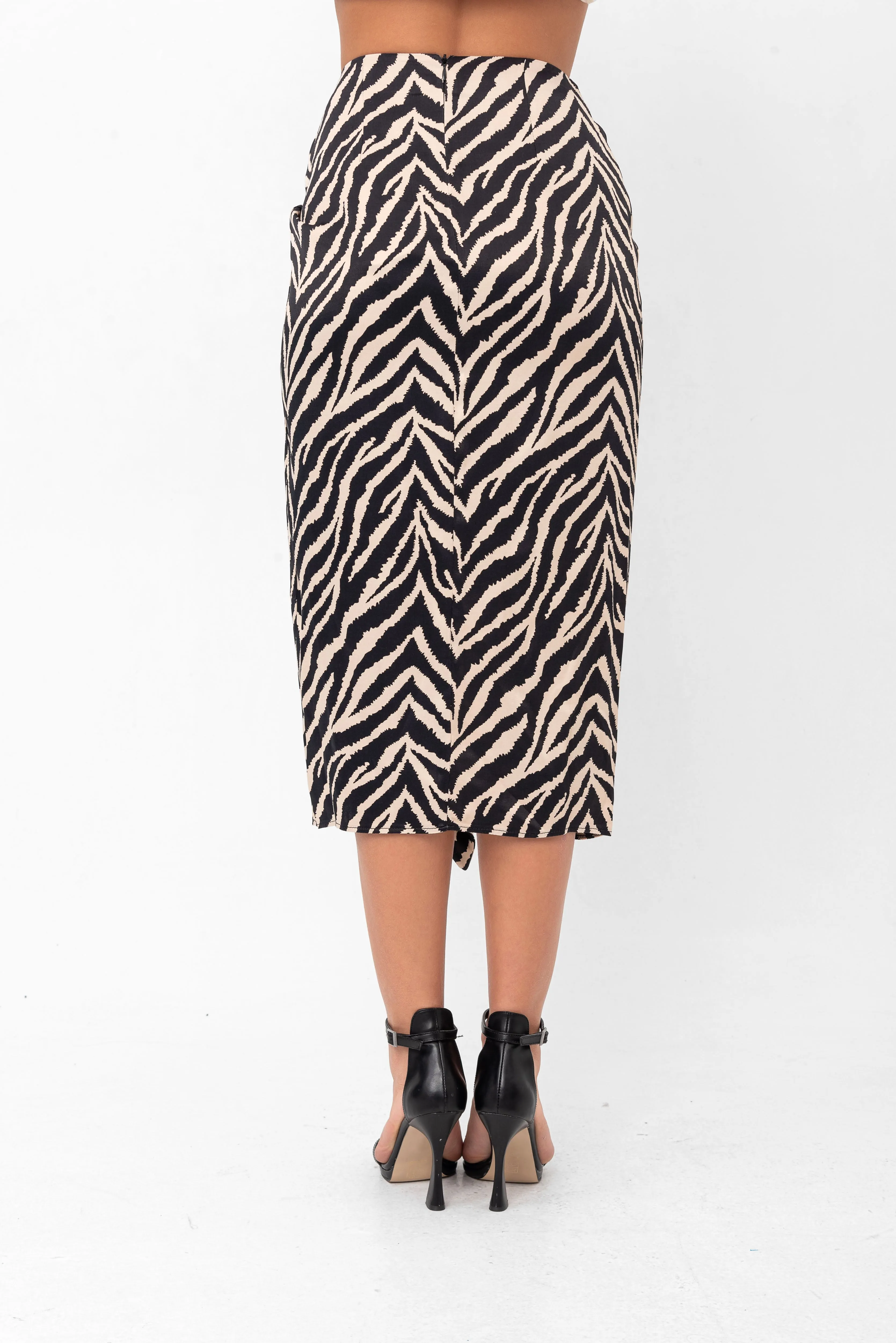 Zoe Zebra Print Midi Skirt