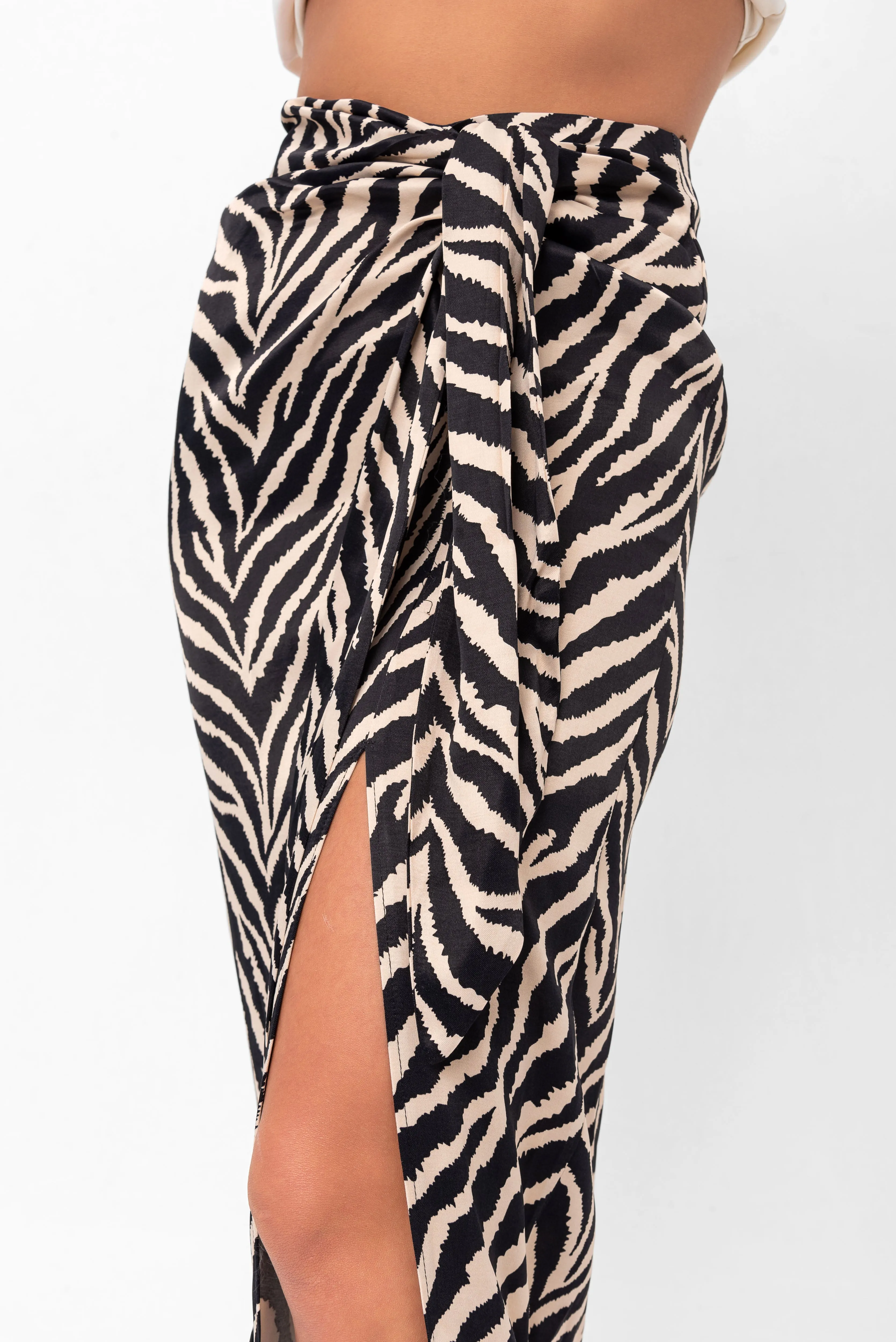Zoe Zebra Print Midi Skirt